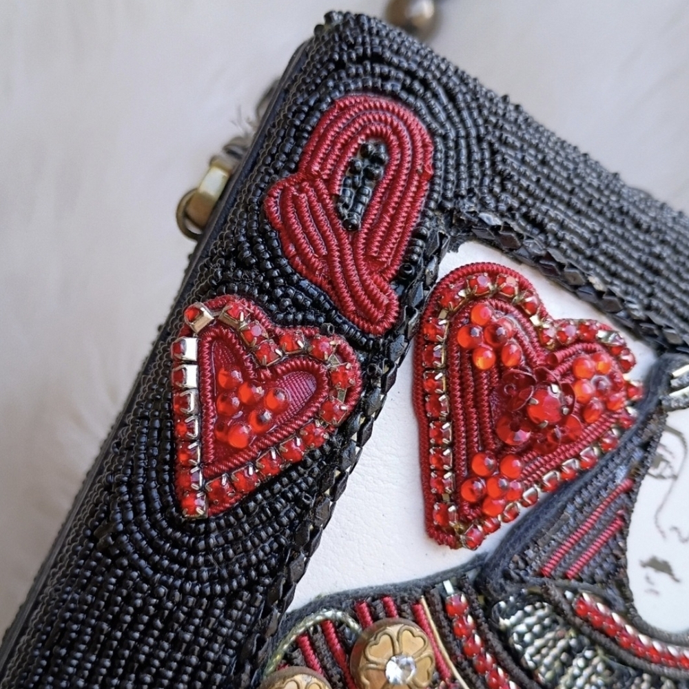Embellished Mary Jane Queen of Hearts Beaded Bag - Picture 3 of 14